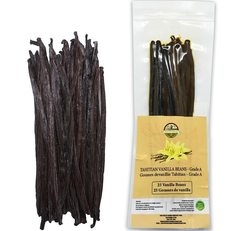 25 Plump Tahitian Vanilla Beans for Making Vanilla Extract, Vanilla Beans Grade A++, From Papua, Perfect Homemade Extract, baking and cooking (25 BEANS)
