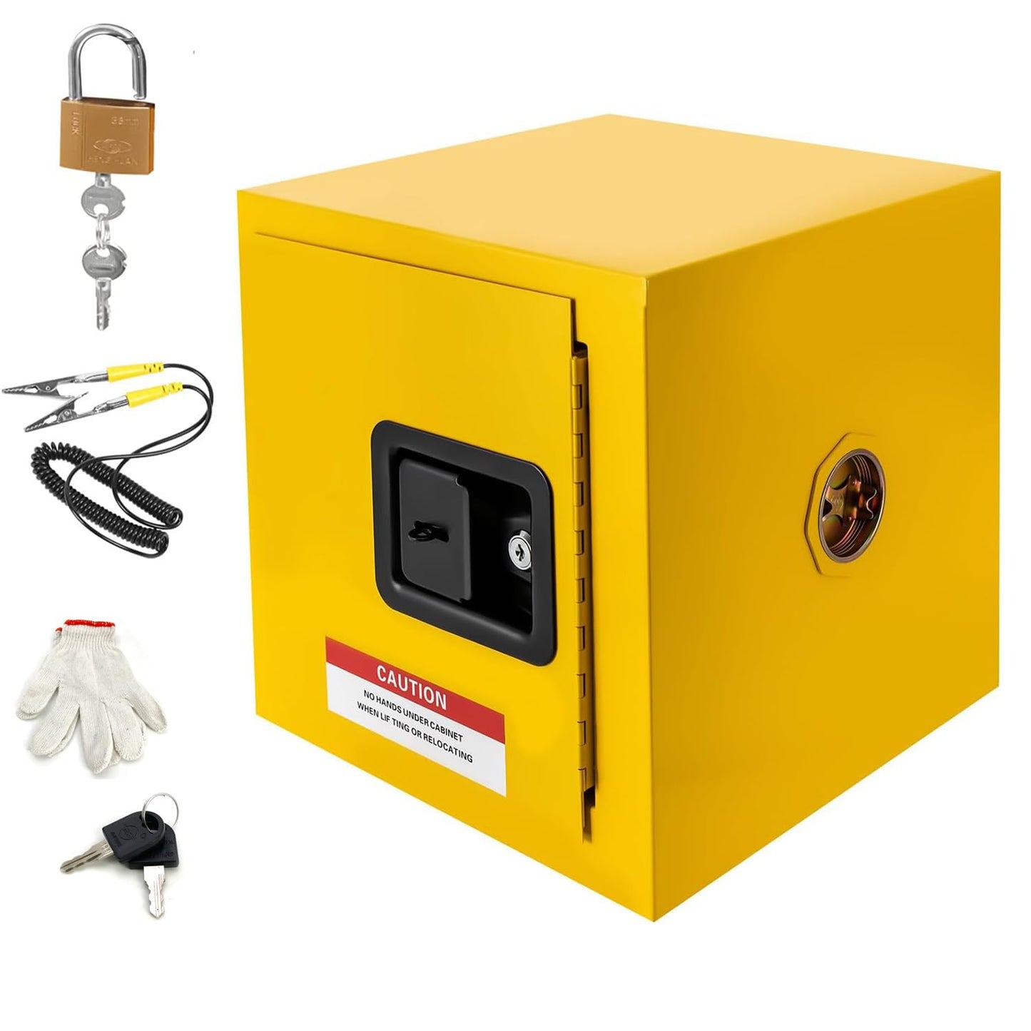 koxuyim Hazardou Industry Safety Cabinet, 13"x13"x13" Galvanized Steel Flammable Liquid Fireproof Cabinet,Cold-Rolled and Galvanized Steel Fire Cabinet, for Commercial Industrial Home Use, Yellow