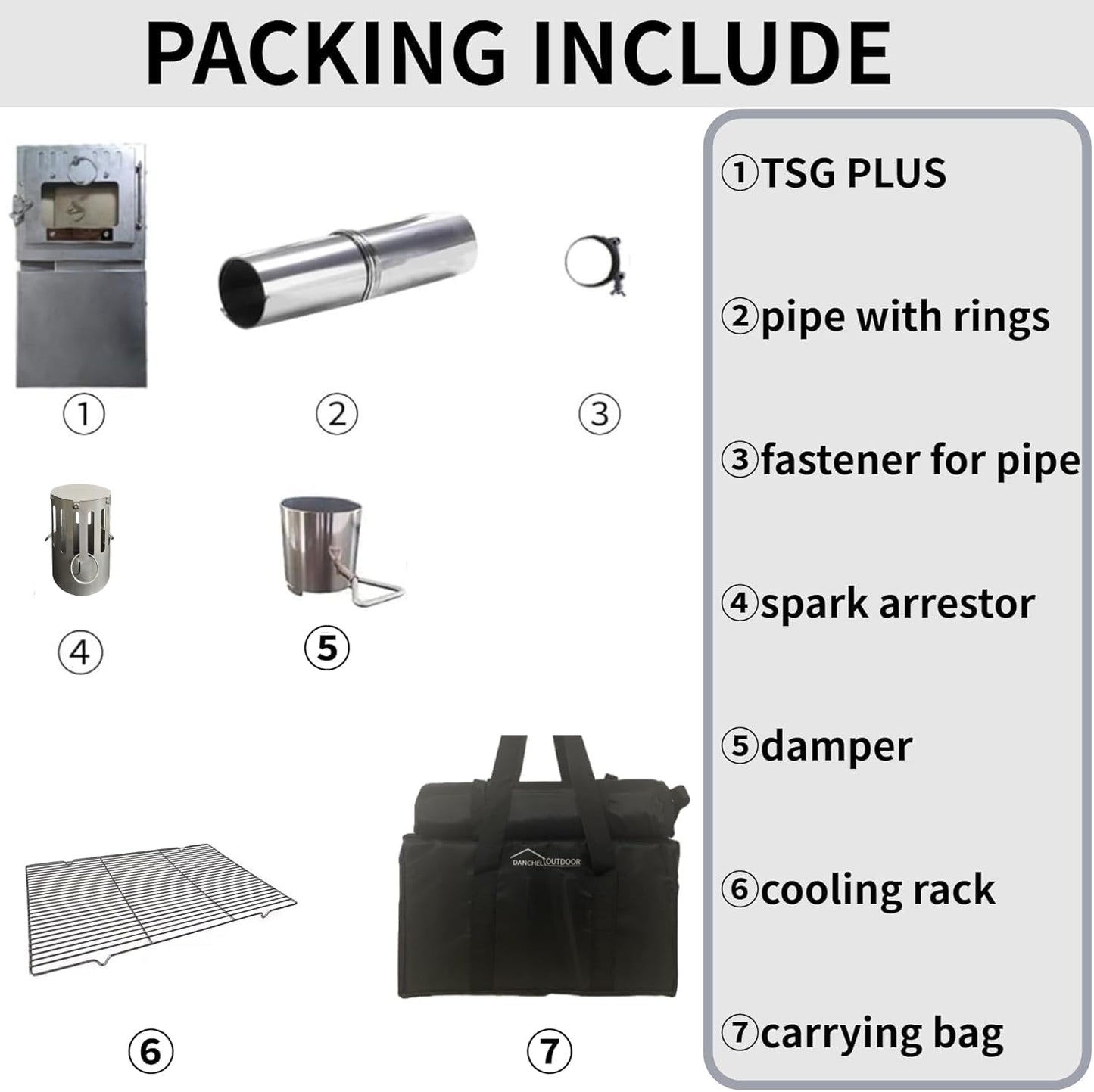 DANCHEL OUTDOOR TSG PLUS Portable Large Titanium Tent Wood Stove for Camping Backpacking, Folding Lightweight Hot Tent Stove with 8.2ft Rollable Chimney Pipe Cooking Hiking,8.16lbs 23L