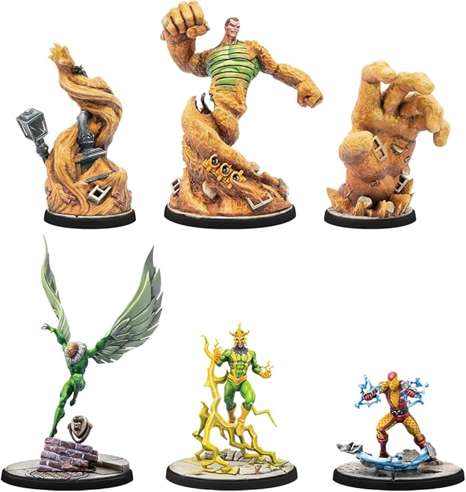 Marvel: Crisis Protocol Electro & Sandman & Shocker & Vulture CHARACTER PACK - Sinister Villains Unleashed! Tabletop Superhero Game Ages 14+ 2 Players 90 Min Playtime Made by Atomic Ma