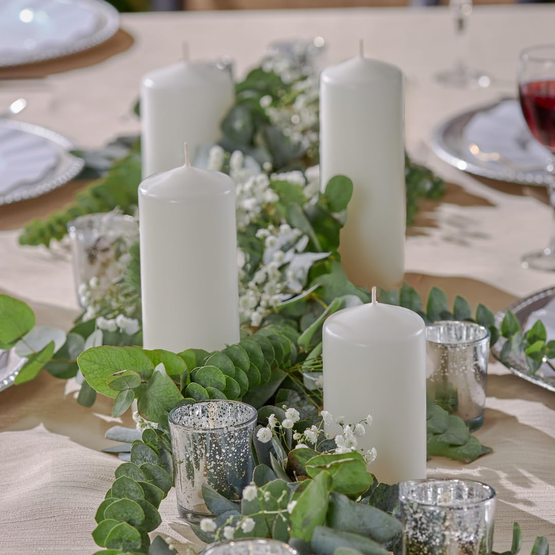 Becky Home 2.5x4 inch White Pillar Candles, White Candles, Set of 6 Pillar Candles Bulk 2.5x4, Emergency Candles, Wax, Unscented, Cone Tip Pillar