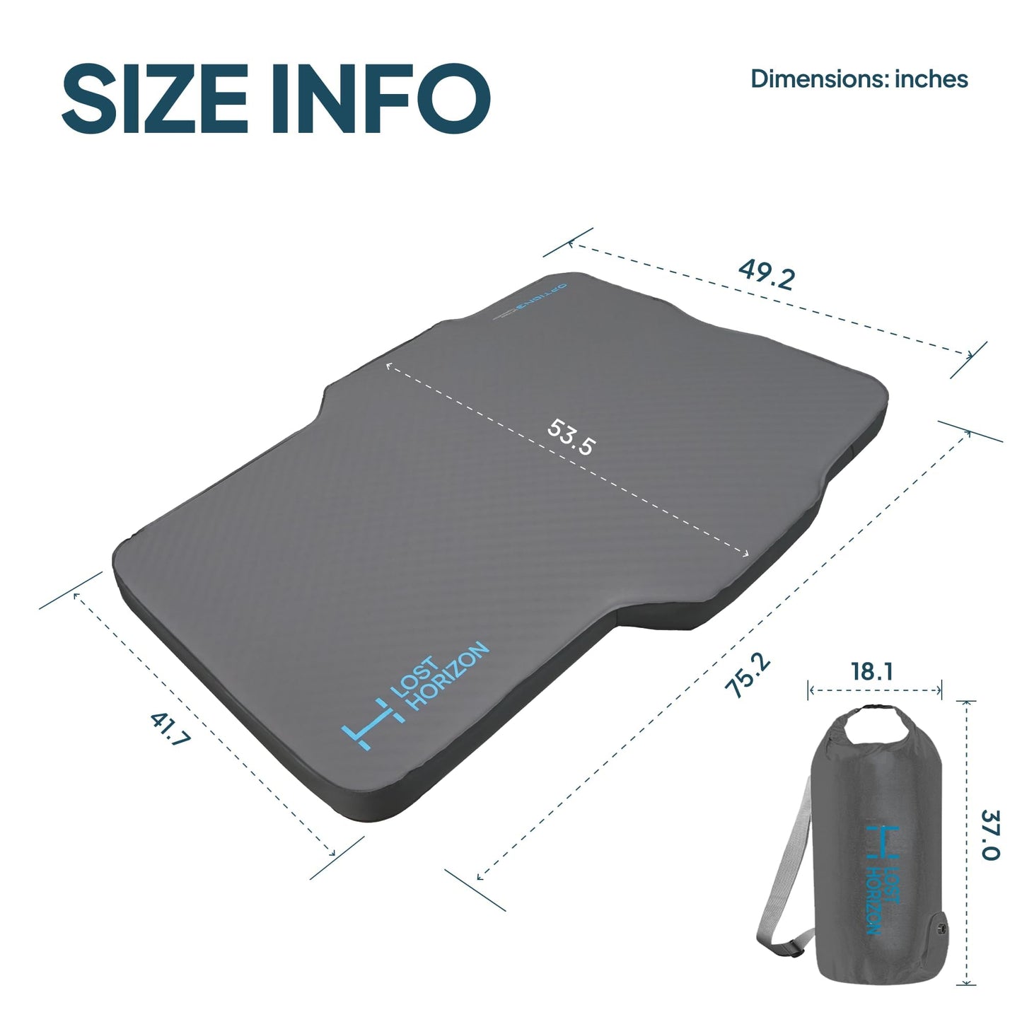 Lost Horizon Truck Bed Camping Air Mattress with Foam, Self Inflating Sleeping Pad for Tacoma 5FT with Pump Sack, 4.5" Thick