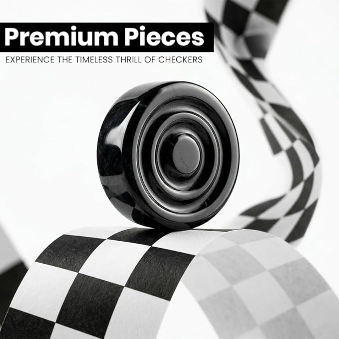 Marble Chess Checker Pieces Set with Storage Box Collection (Black Green)