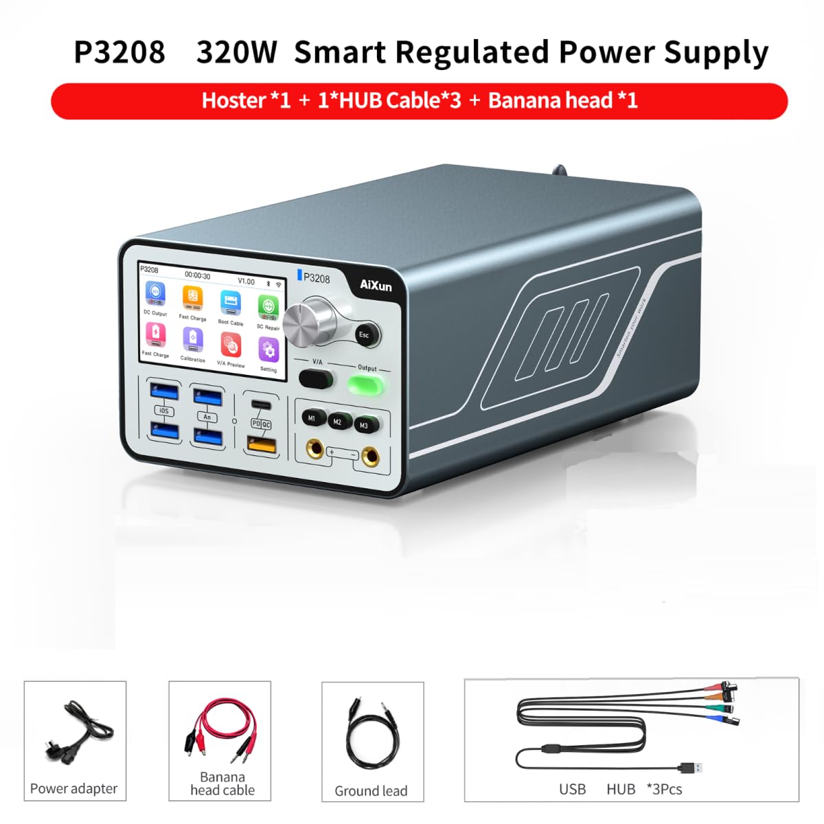 AiXun P3208 Precision 320W 32V/8A Smart Regulated Power Supply One Key Boot Power Box