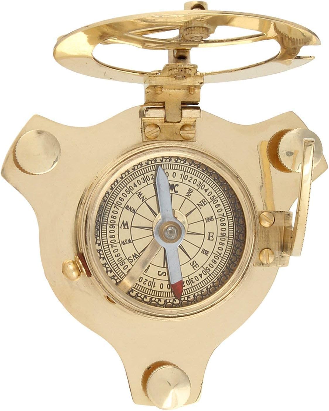 Royal Nautical London 1917 Brass Sundial Compass Set with Wooden Box, 3 Inches, Vintage Style, Gold