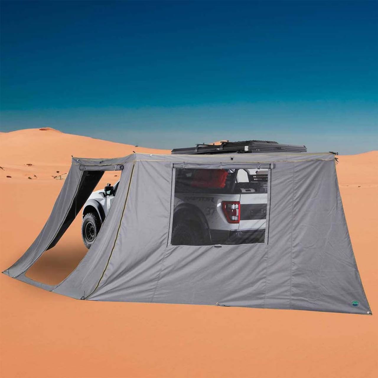 Overland Vehicle Systems HD Nomadic 180 Awning Wall with Windows and Large Door- 280G Poly Cotton Rip Stop Body - Awning Walls are Secured Using Zipper