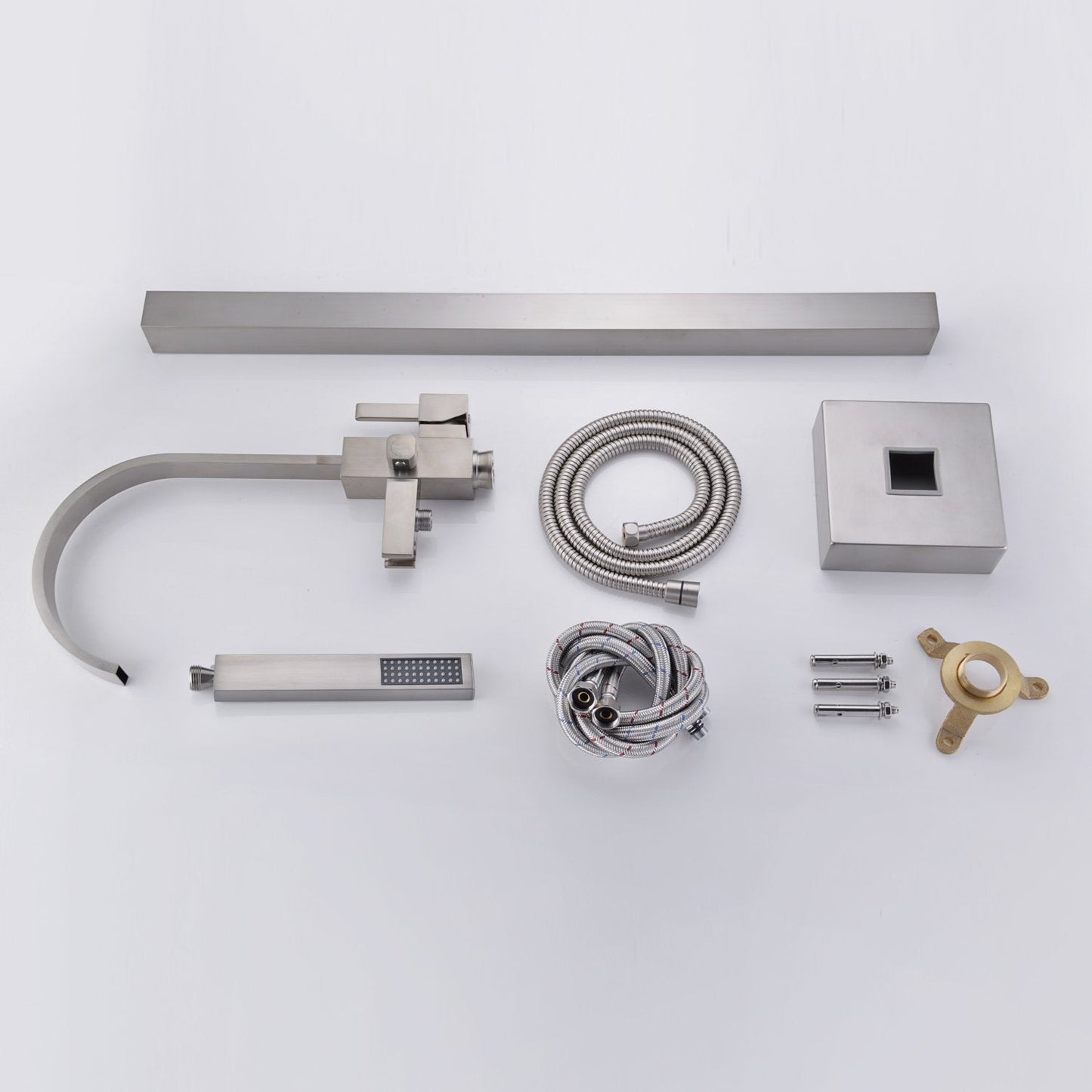 Artiqua Freestanding Bathtub Faucet Tub Filler Brushed Nickel Waterfall Floor Mount Faucets Single Handle with Hand Shower