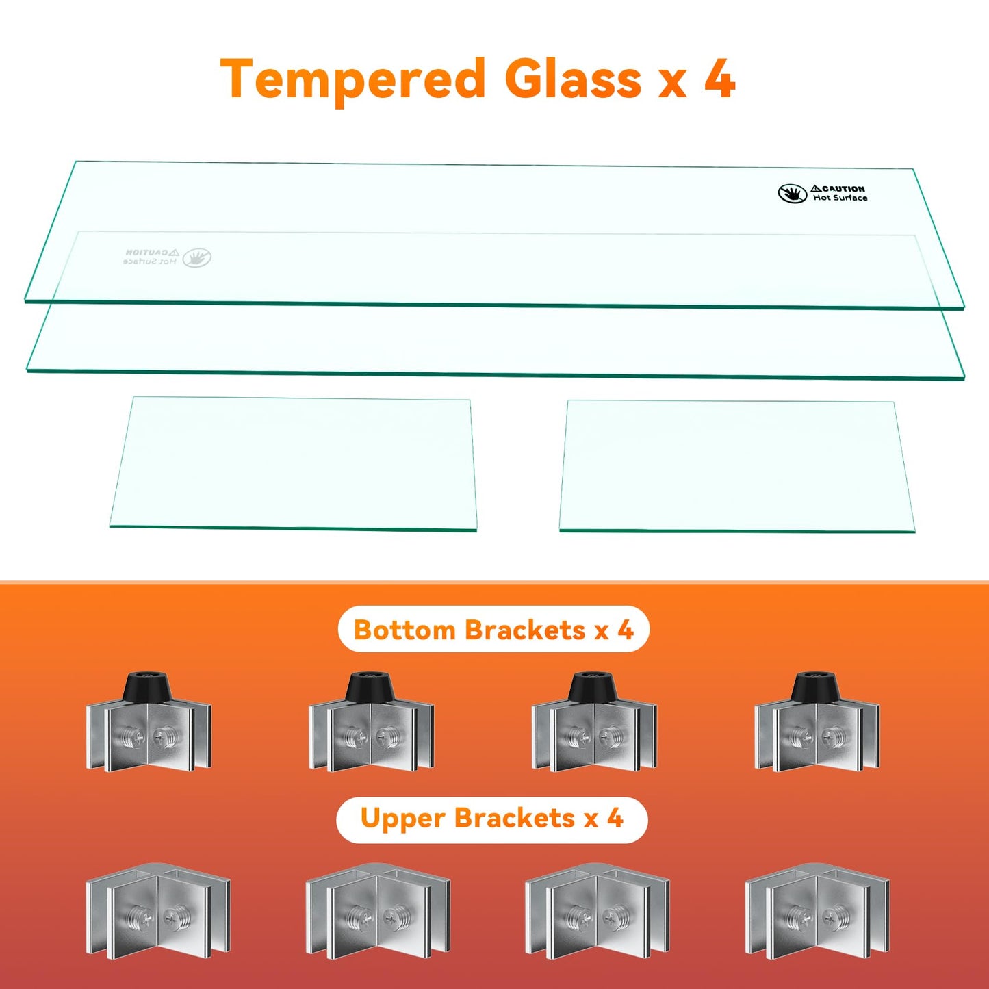 Skyflame 42" X 18" Rectangular Fire Pit Glass Wind Guard Replacement for Outdoor