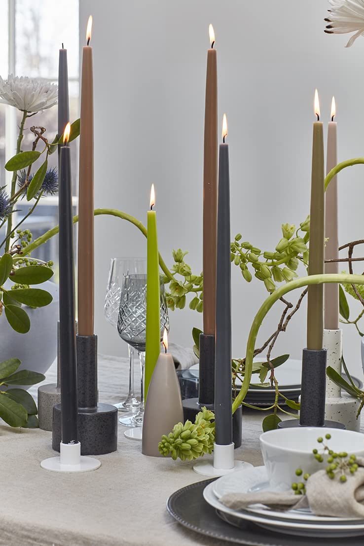 Kunstindustrien® Taper Candles – Set of 4, 13.8" – Made in Denmark, Long Burning Candles 15h, Unscented & Smokeless Candlesticks – Elegant Tall Candles for Weddings, Dinners & Home Decor (Nougat)