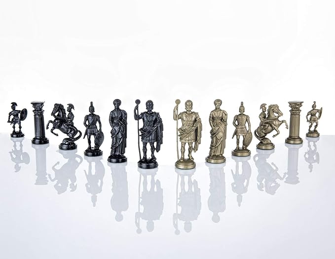 Plastic Chess Pieces RomanLegion 3 3/4 96 cm Black & Gold - Weighted Felted