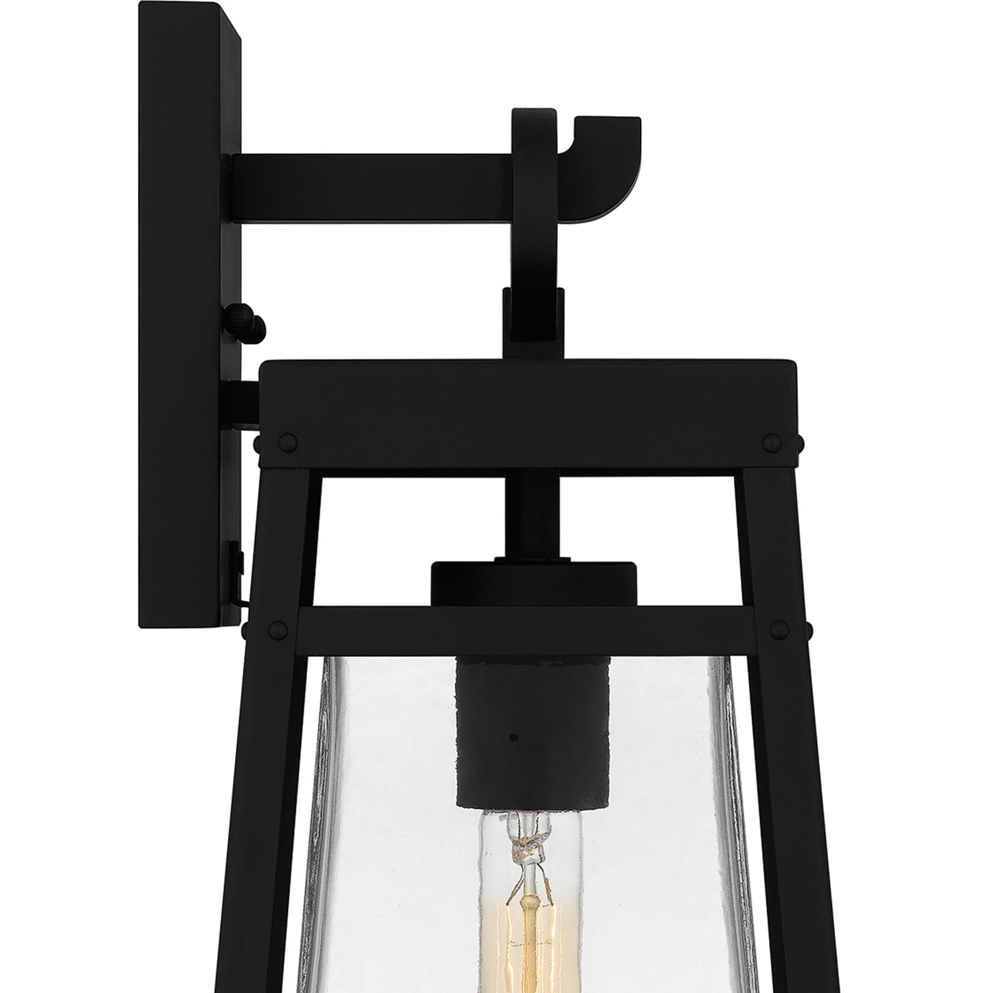 Quoizel Godfrey Outdoor Wall Lantern, Coastal Armour 17 Inch 1-Light Matte Black Transitional Wall Sconce, Clear Rain Glass, 100W, Decorative Outside Lights for Patio, Porch, Garage or Yard