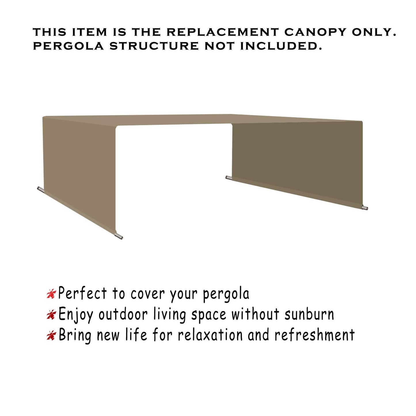Alion Home Waterproof Pergola Cover - Universal Replacement Canopy (14' L x 10' W, Muddy Water)
