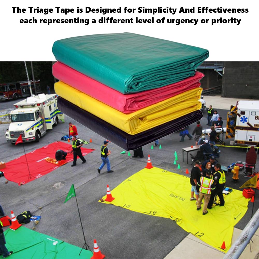 Emergency Triage Tarps – Mini Treatment Area Set of 4 for First Aid & Emergency Response (Red, Yellow, Green, Black)