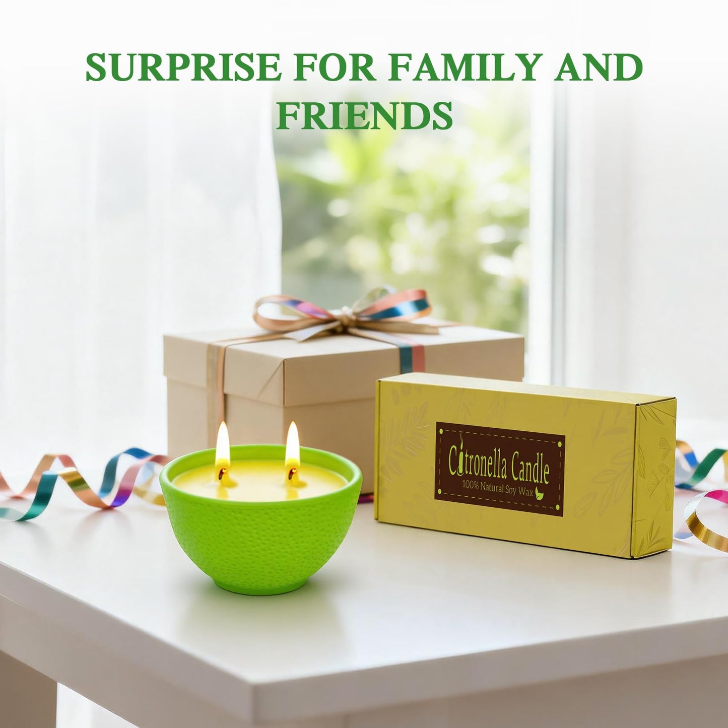 Citronella Candles, 90 Hours Long Lasting Citronella Scented Candle for Patio, Garden, Backyard, Terrace, Deck, Balcony, Porch, 2-Wick Natural Soy Wax Candles 3 Packs for Camping, BBQ, Party, Picnic
