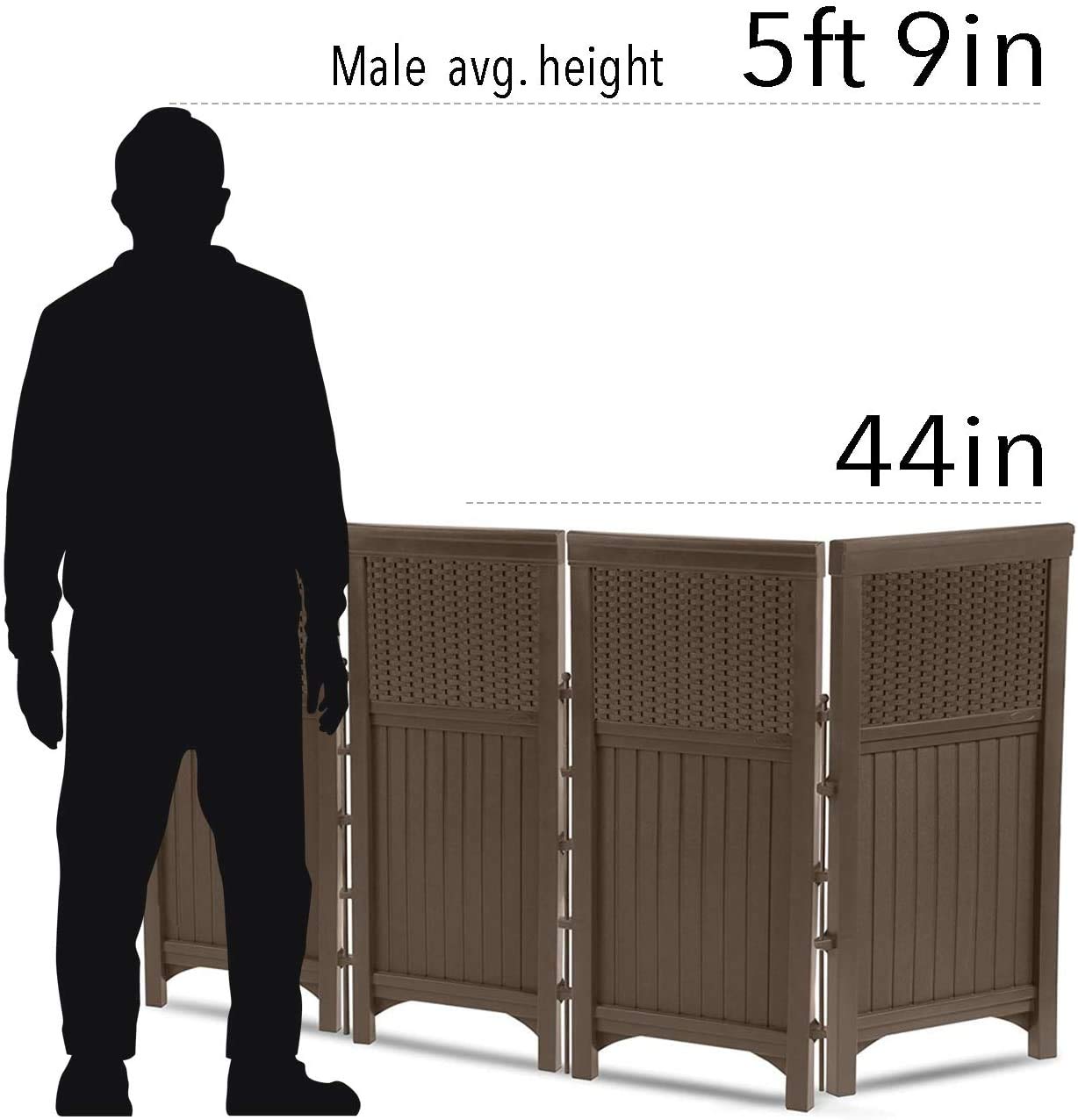 Suncast 4 Freestanding Wicker Resin Reversible Panel Outdoor Screen Enclosure, Brown, 23"
