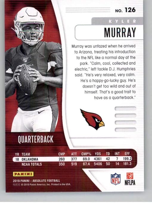 2019 Absolute Green #126 Kyler Murray Arizona Cardinals RC Rookie NFL Football Trading Card