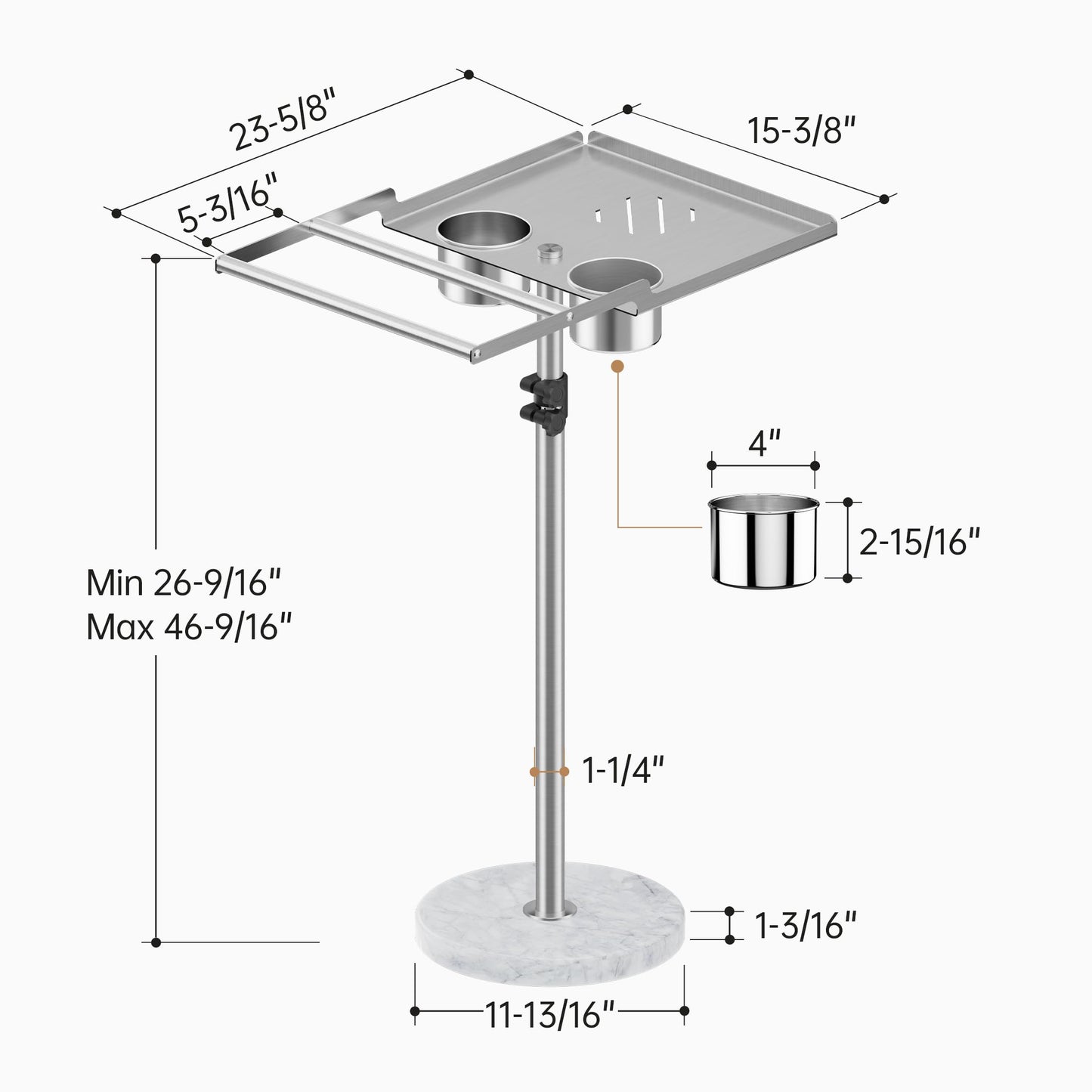 KES Adjustable Height Outdoor Towel Rack for Pool with Weighted Marble Base, 360° Swivel Hot Tub Towel Rack with Hot Tub Table & Drink Holders, 18/8 Stainless Steel, Fit Above Ground Pool, OTR201-2