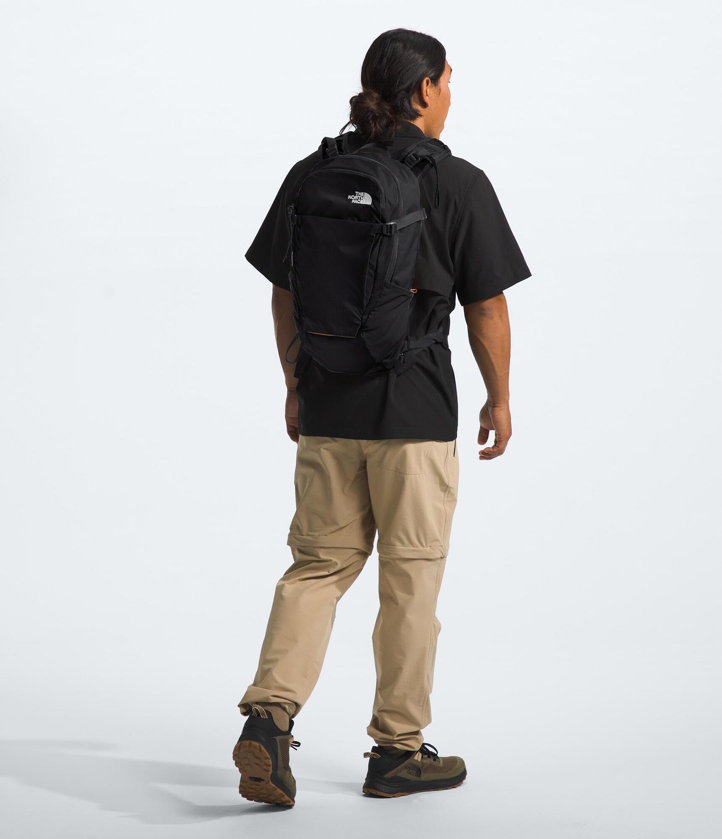 The North Face Basin 24 Liter Technical Daypack with Rain Cover - Unisex, Hiking Pole Attachment, Compression Straps, TNF Black/TNF Black-NPF, One Size