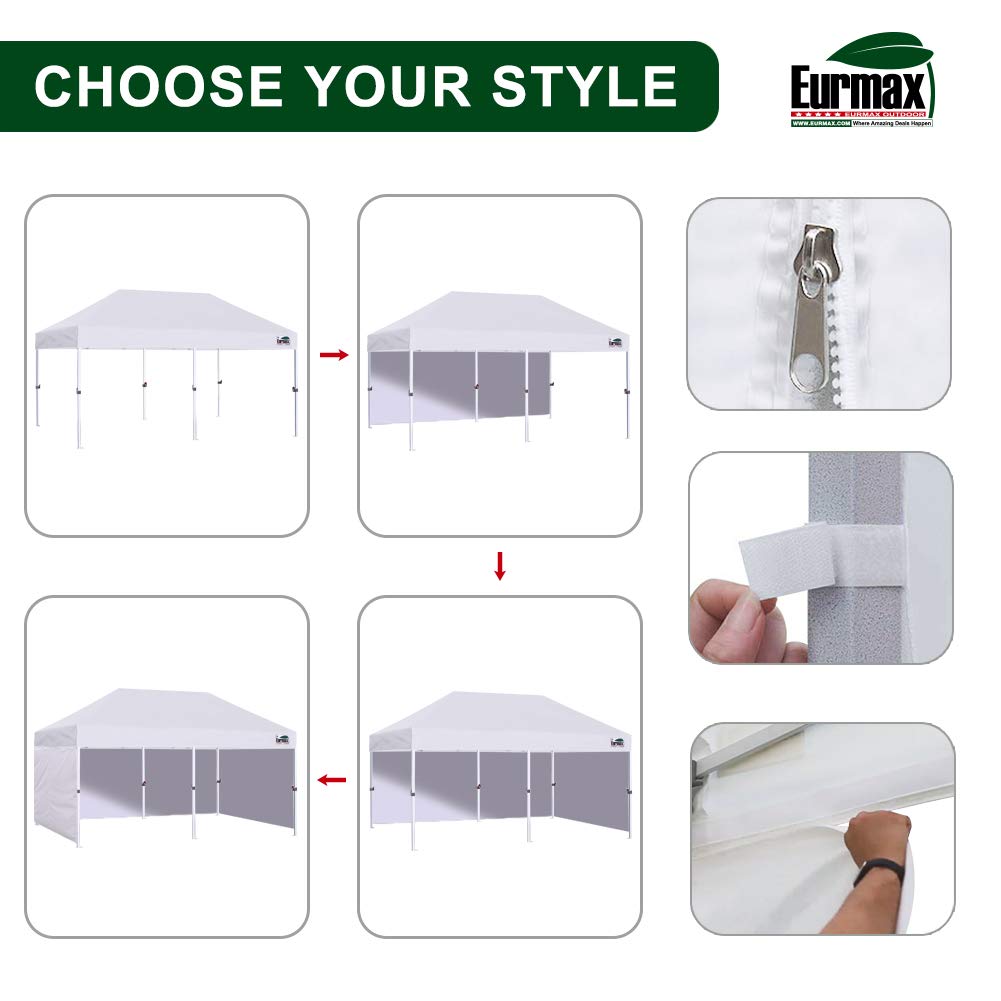 Eurmax USA 10x20ft Pop Up Canopy, Commercial Instant Tent for Outdoor Events, Patented No-Tip Rolling Storage Bag with 6 Sandbags,UV & Water Resistant,Heavy Duty Portable Shelter Gazebo,Beige