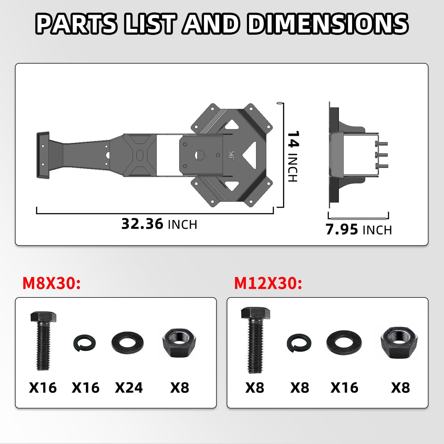 XOOKUN Spare Tire Bracket Fits 2007-2018 Jeep Wrangler JK with OEM Brake Light Mounting Bracket|Brake Light Not Included