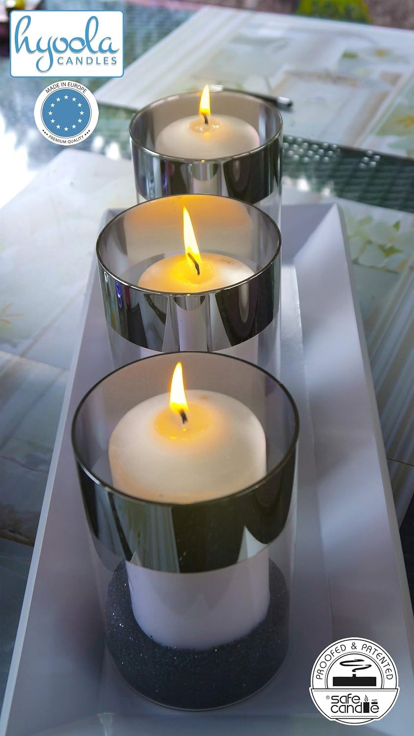 HYOOLA White Pillar Candles 2x4 Inch - 12 Pack Unscented Bulk Pillar Candles - European Made