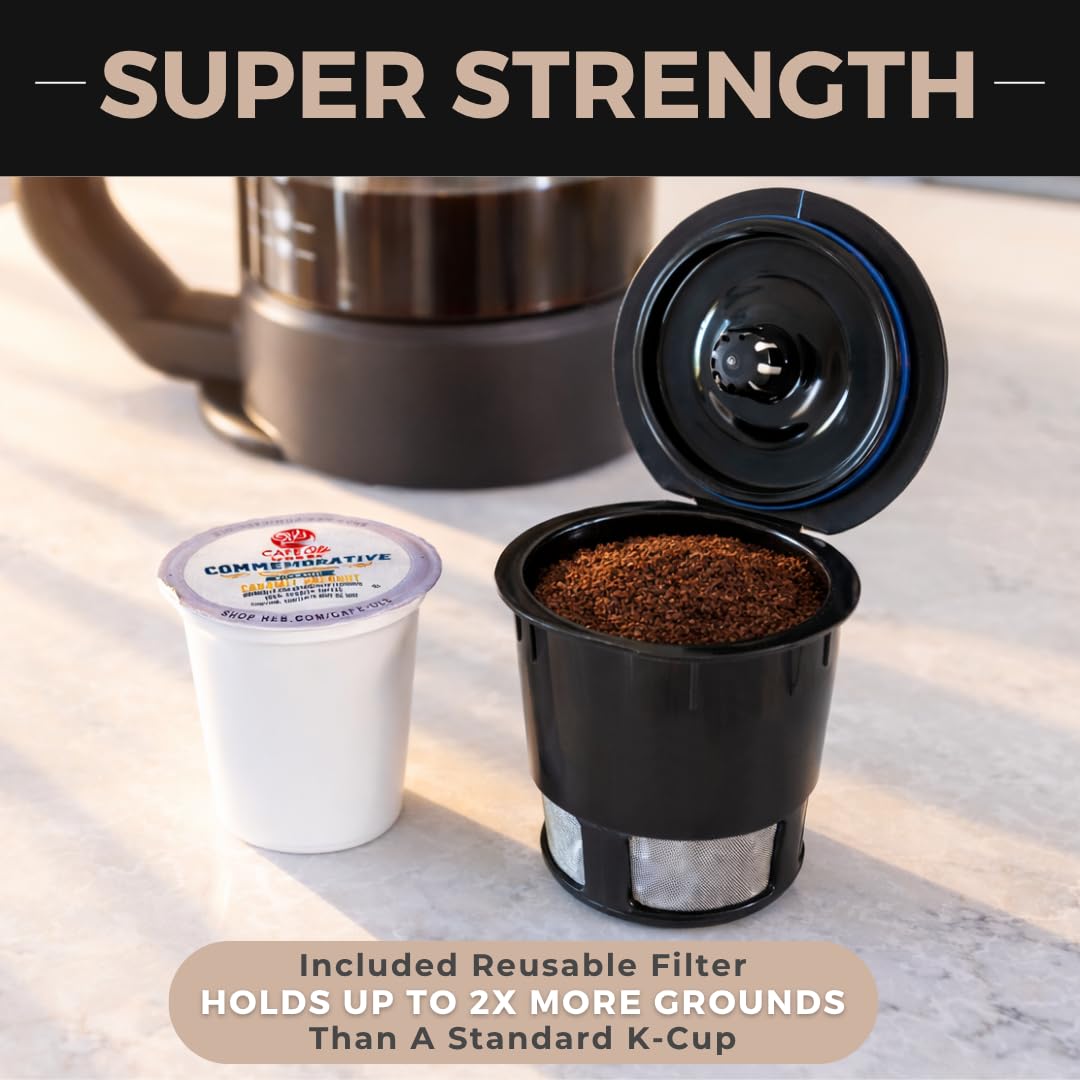 VINCI Micro Café Smallest Single-Serve Coffee Brewer | Compatible with Keurig K-Cups, K-Pods | Glass Carafe | Enclosed Brewing for Hotter Coffee | Large Capacity Reusable Filter Cup Included (Red)