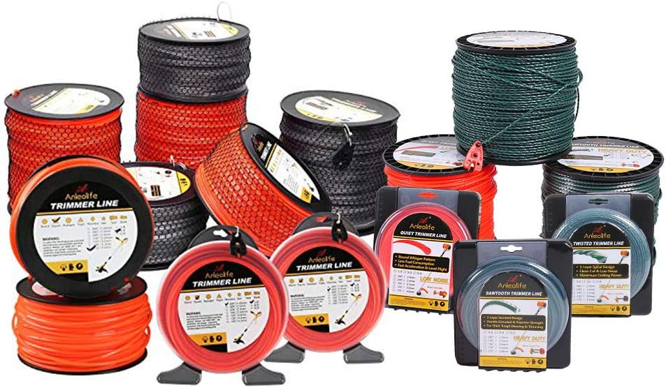 Anleolife Heavy-Duty Twisted .095-Inch Dual Core Trimmer Line - 393 Ft with Built-In Cutter
