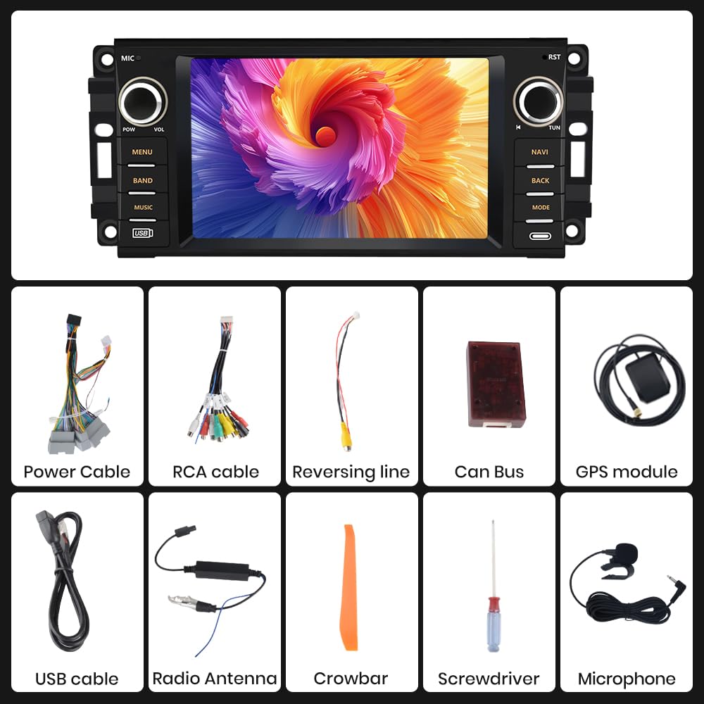 5G WiFi Car Stereo for Jeep Compass Patriot, 7 inch Touch Screen Android 13 Radio with Bluetooth GPS Wireless CarPlay Android Auto AM/FM DSP Wireless Update Menu Button(2GB+64GB)