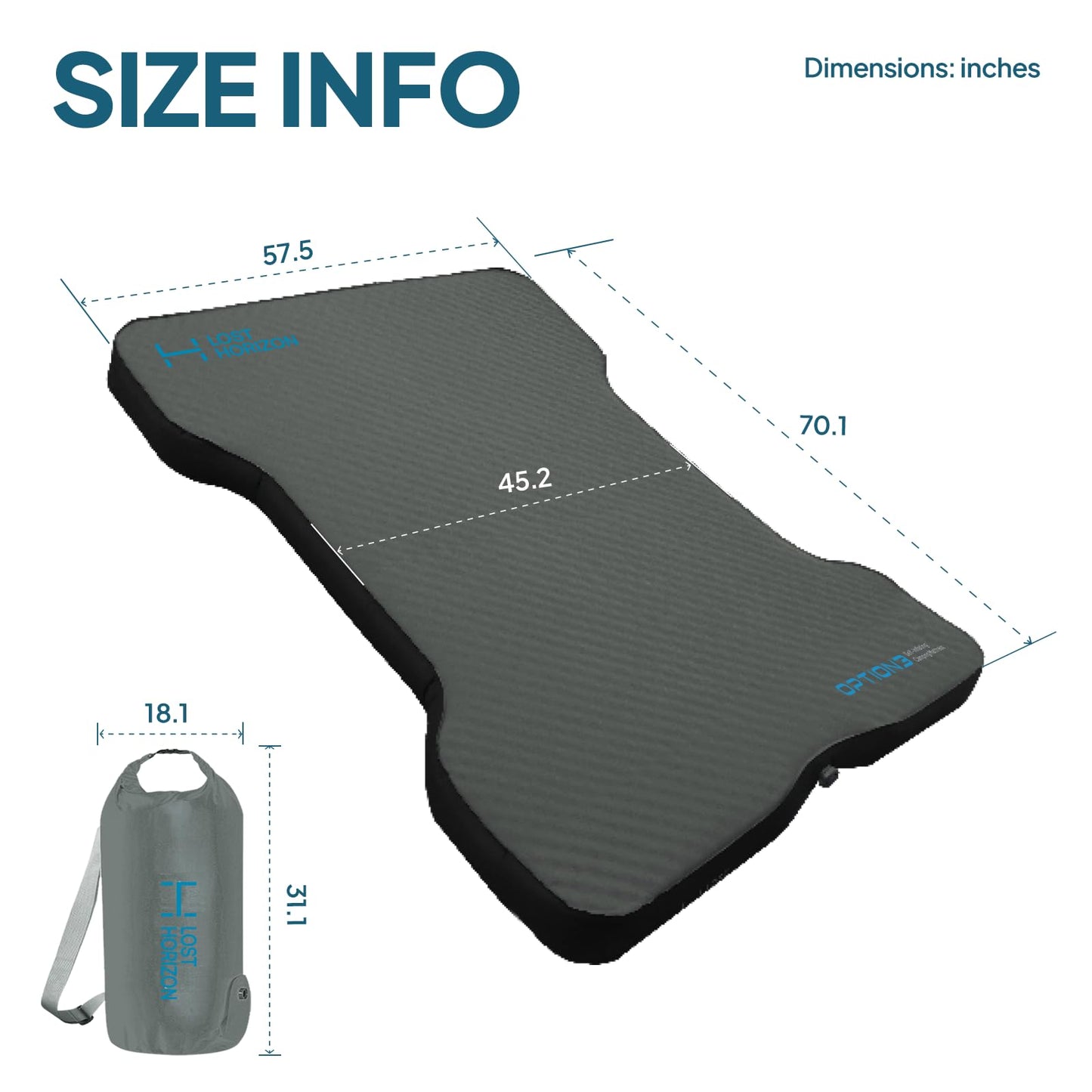 Lost Horizon Truck Bed Camping Air Mattress with Foam, Self Inflating Sleeping Pad for Full Size 6-6.5FT with Pump Sack, 4.5" Thick
