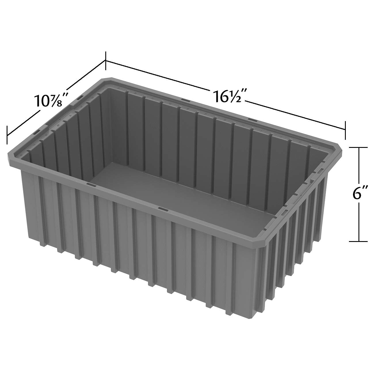 Akro-Mils 33166 Akro-Grid Plastic Slotted Dividable Modu Box Stackable Grid Storage Tote Container, (16-1/2-Inch L x 10-7/8-Inch W x 6-Inch H), (8 Pack), Gray