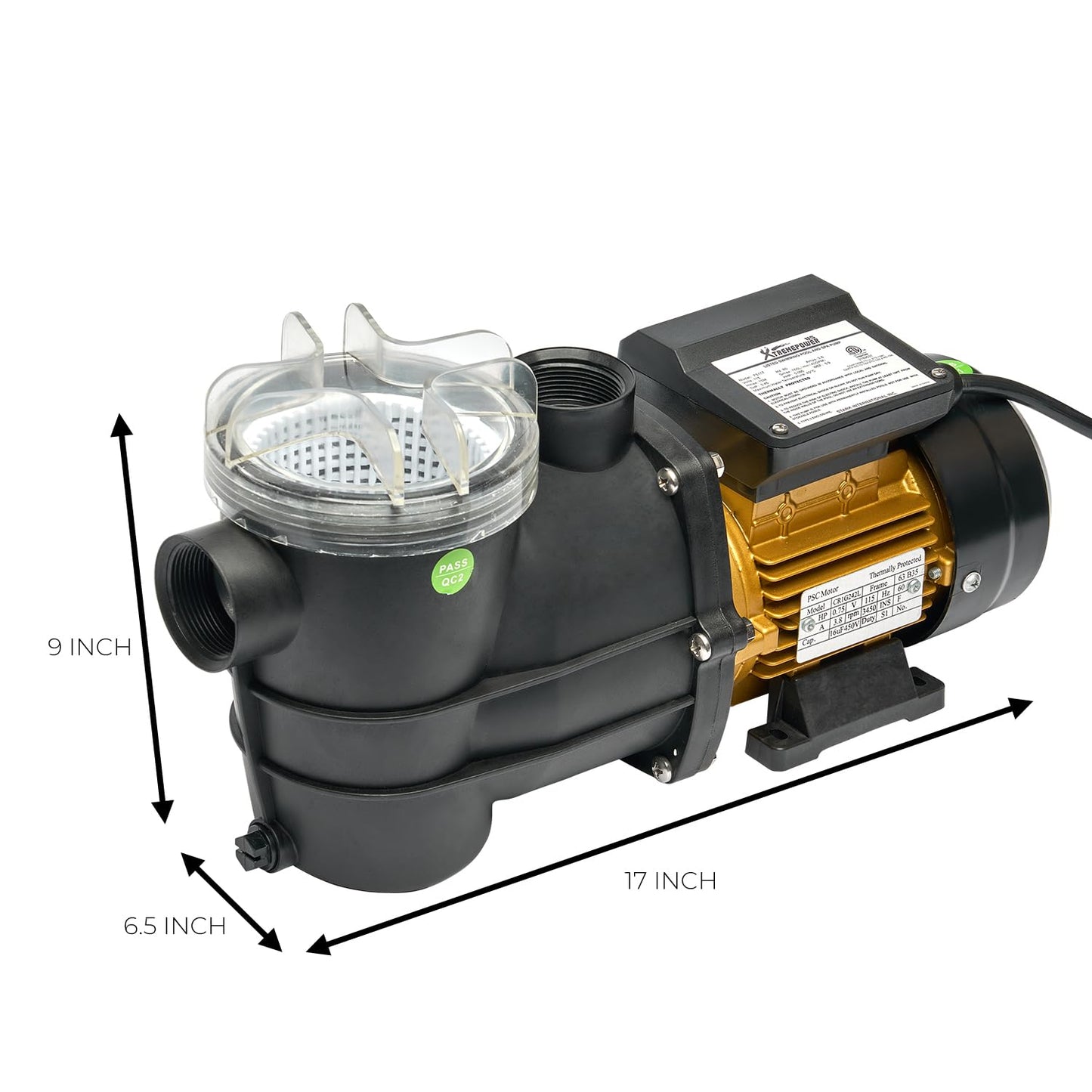 XtremepowerUS 3/4HP 2,400GPH High Flow Pond DIY Self Priming for Above Ground Swimming Pool Pump Strainer Basket 1.5" NPT Inlet/Outlet
