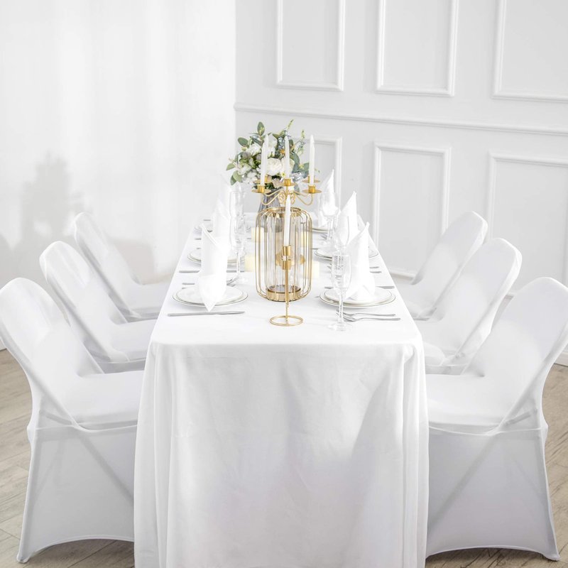 Ascoza 2pack 90x90 Inch White Square in Polyester Fabric Tablecloth for Wedding,Banquet,Restaurant and Parties