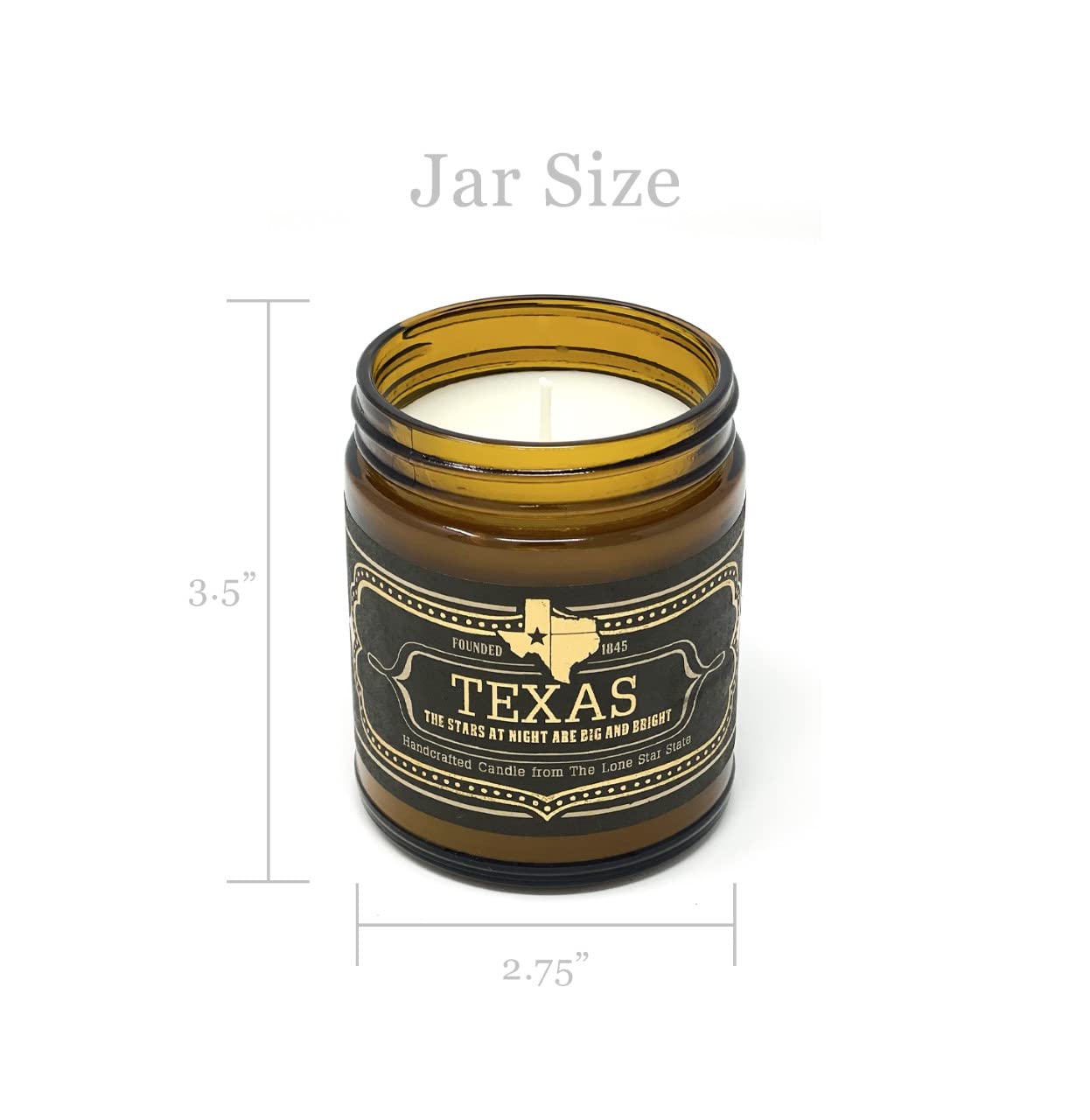 Jackson Vaughn Scented Texas Candle, Texas - Scents of Wild Sage, Vanilla, Campfire - 9oz Jar - 40 Hour Burn Time