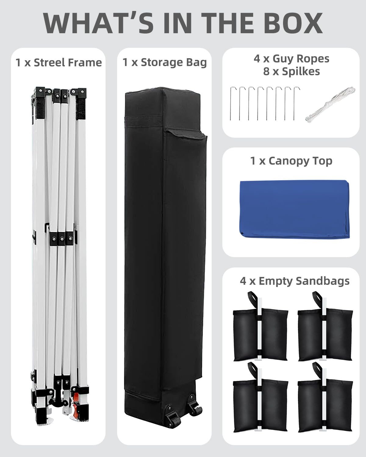 GarveeLife 10x10 Pop Up Canopy with One Button Push Setup - Heavy Duty Outdoor Canopy Tent with Portable Roller Bag - 3 Adjustable Height, 4 Weight Bags, 8 Stakes & 4 Guy Ropes Included, Blue