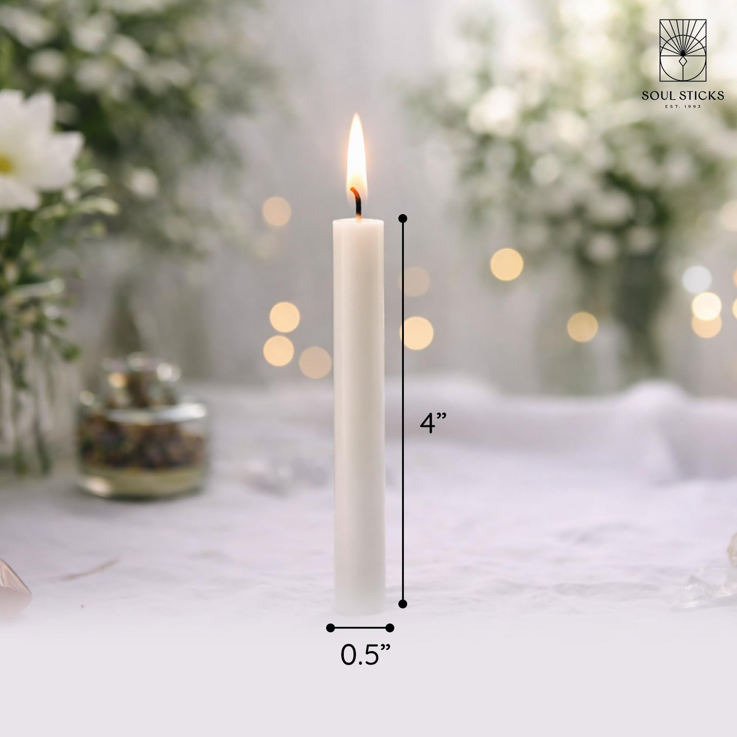 SOUL STICKS Happiness Magic Spell Chime Candles White Taper Candles 20 Pack - Taper Candle White for Altar, Rituals, Ceremonies, Meditation, Witchcraft Supplies, Wiccan, Candles Clearance