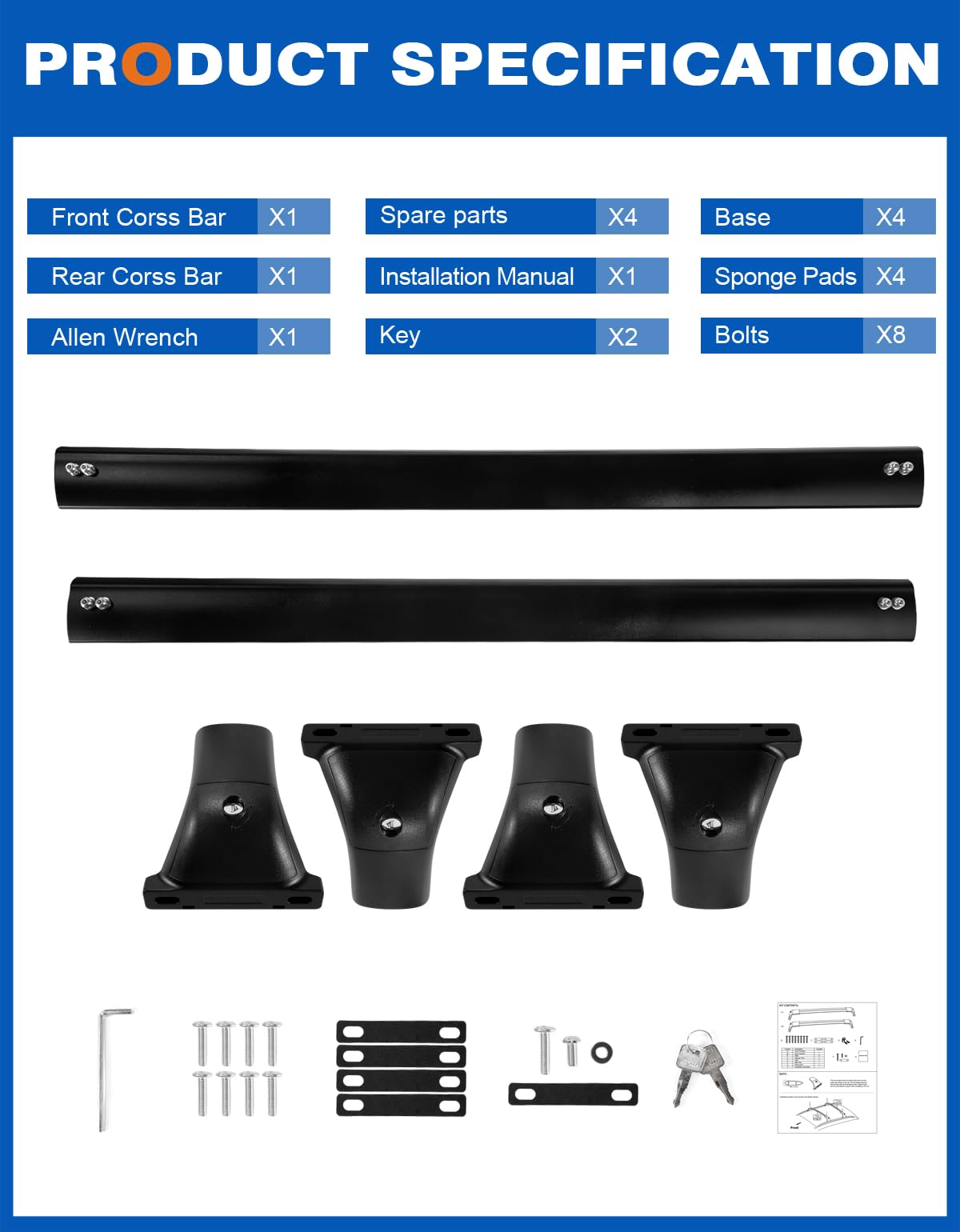 Wonderdriver Lockable 300lbs Roof Rack Cross Bars Compatible with Chevy Chevrolet Traverse 2018 2019 2020 2021,All-Metal Aluminum Heavy Duty Roof Rails Crossbars Cargo Canoe Black Rooftop Luggage.