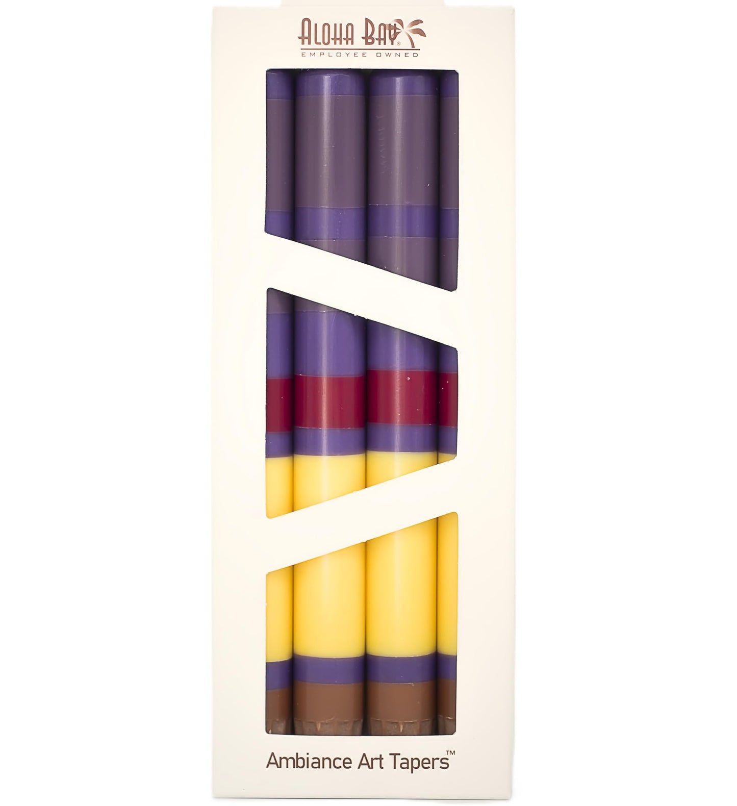 Aloha Bay Multi Color Taper Candle Provence – Coconut Wax, Dripless, Unscented, 9 Inches, Pure Cotton Wicks – Artful Design for Special Occasions | 4-Pack