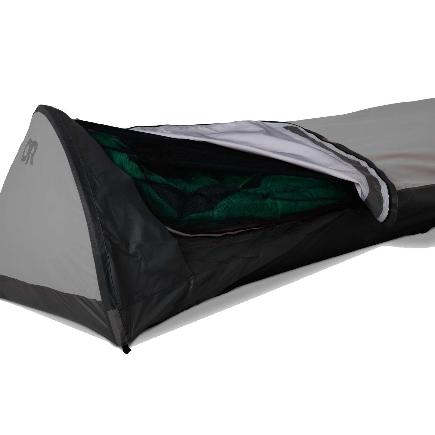 Outdoor Research Alpine XT Bivy | Waterproof Backpacking Single Person Trekking Pole Tent, Extra Headspace, No-See-Um Screen, Pewter, One Size