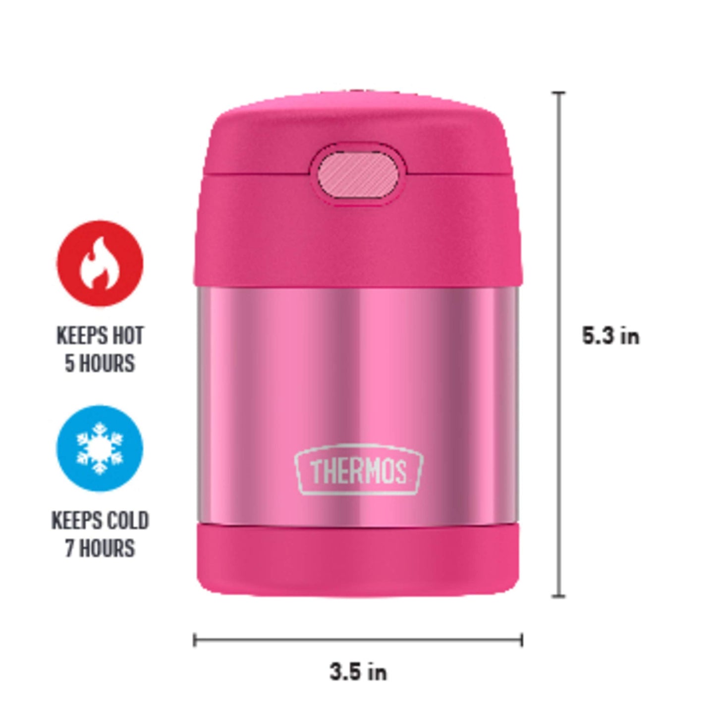 THERMOS FUNTAINER Insulated Food Jar,10 Ounce,Kid Friendly Food Jar with Foldable Spoon,Pink,(Pack of 6)