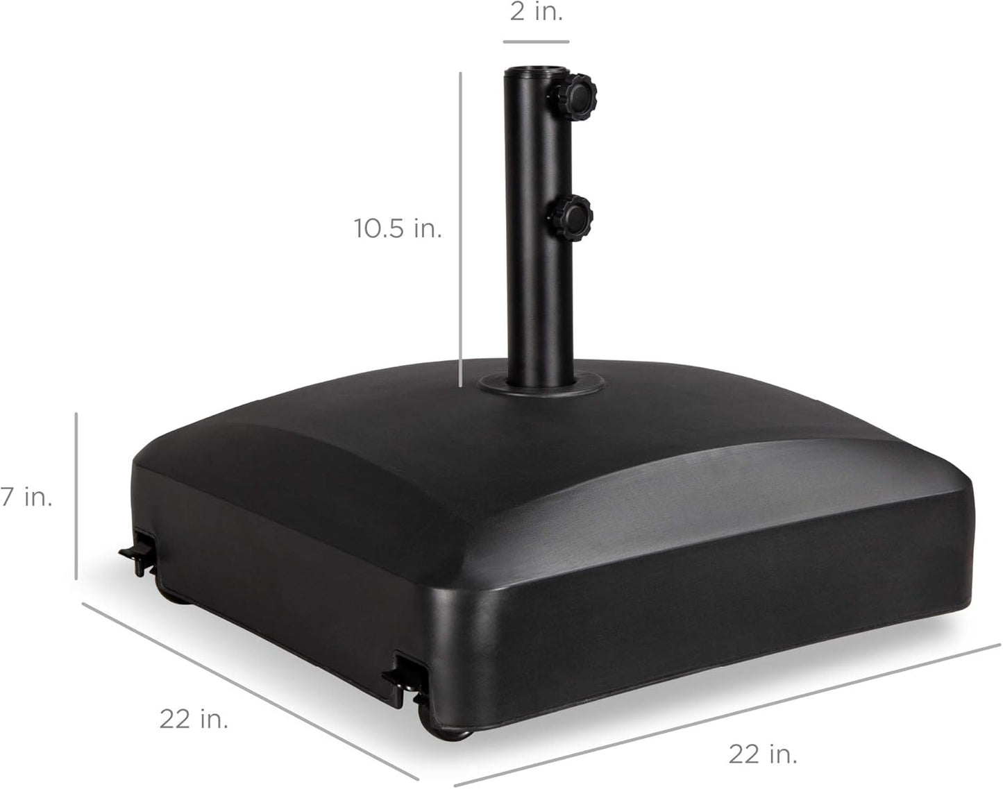 Best Choice Products Fillable Mobile Umbrella Base - Heavy Duty 123lb Capacity with Wheels & Locks - Black
