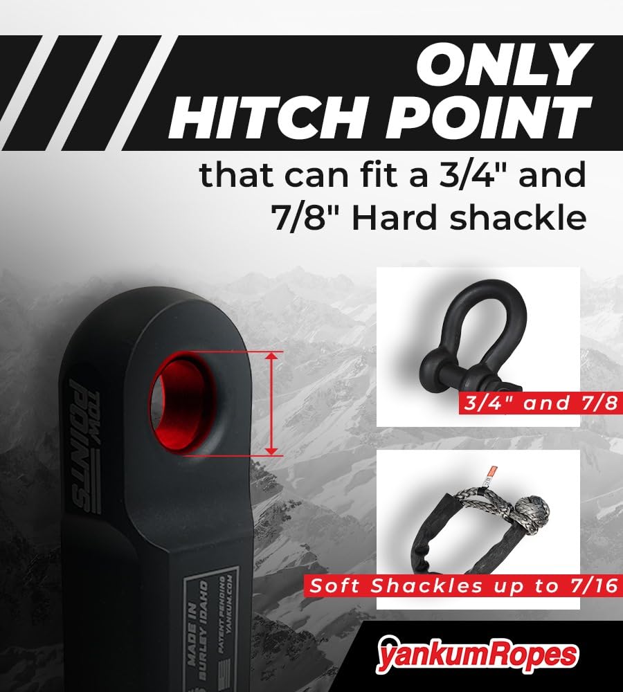 Yankum 2" Hitch Recovery Point β Heavy Duty Hitch Shackle Mount for Off-Road Recovery, Fits 3/4" & 7/8" Shackles, Tow Hitch for Jeep, Truck & SUV, Made in USA