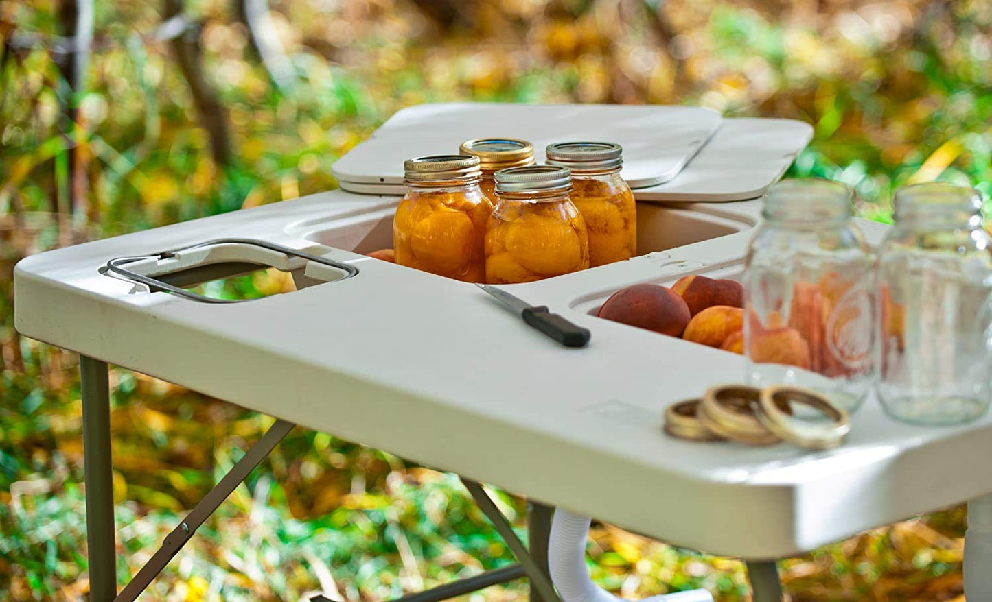 Coldcreek Outfitters Outdoor Washing Table, Sink, Portable and Foldable, Large Dual-Sink Design