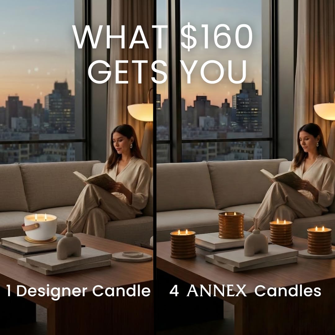 Annex Tobacco, Vanilla & Amber Luxury Scented Candle - 8oz Handmade Ceramic Jar Candle - 50hr Clean Burn, 100% Non-Toxic Soy Wax, Aesthetic Home Decor Winter Gift for Men & Women - Oud & Sandalwood