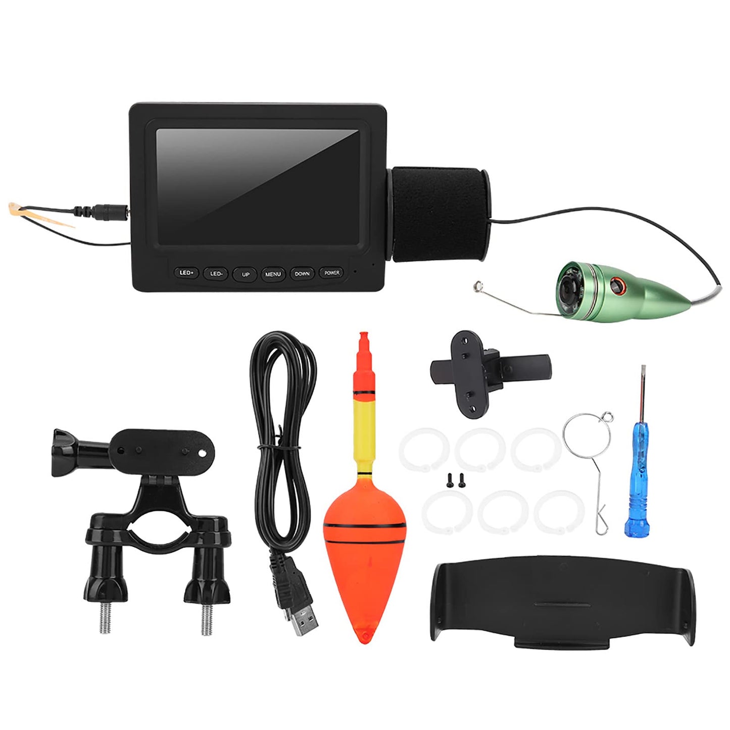 Fish Finder Kit, Underwater Fishing Camera with 4.3'' Display, Portable Video Fish Finder, Led Brightness Adjustment, Aluminum Alloy 165° View Fish Model Camera, For Lake Fishing