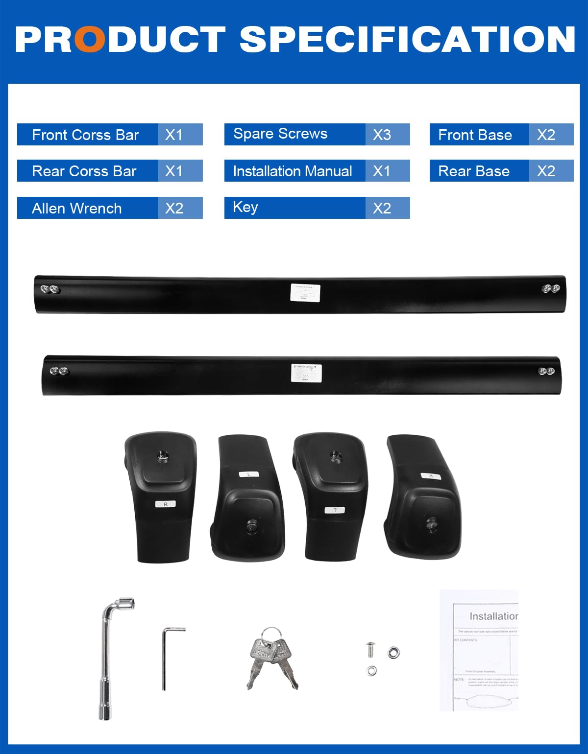 Wonderdriver Heavy Duty 350lb Roof Rack Cross Bars Compatible with Chevy Suburban & Tahoe 2021 2022 2023 2024 2025 2026 GMC Yukon XL, Cadillac Escalade ESV Lockable Aluminum Crossbar Carrier Luggage