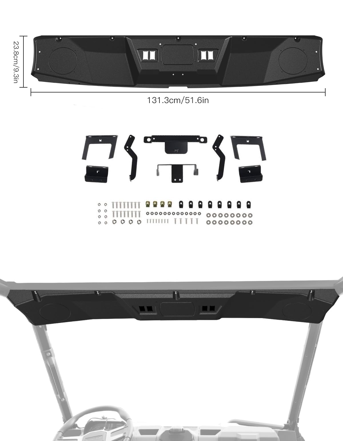 XATVXUTV Overhead 6.5" Speaker Pods Roof Liner for Polaris Ranger XP 1000 / Crew 2017-2025 Accessories, Front Roof Full Enclosure UTV Speaker Box, All-Weather Protection