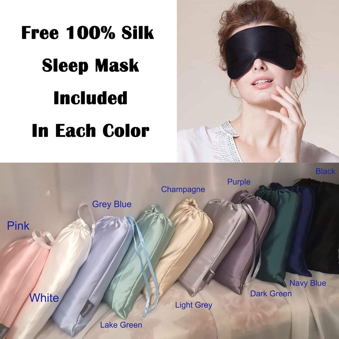 Cozysilk 100% Mulberry Silk Sleeping Bag Liner - 19 Momme Silk Single Size Sleep Sack, Lightweight Travel and Camping Sheet for Hotel (Light Grey, Single Luxury - 41 x 87 inch)