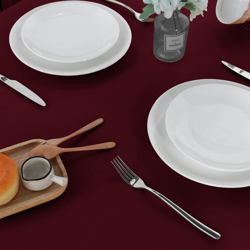 sancua 2 Pack Round Tablecloth 60 Inch Burgundy, Stain and Wrinkle Resistant Table Cloth - Washable Polyester Table Cover for Dining Tables, Buffet Parties and Camping