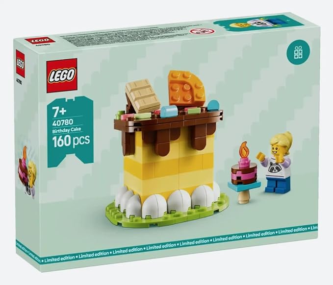 LEGO Birthday Cake Building Set 40780 160 Pieces Ages 7+ Yellow Layered Cake with Minifigure