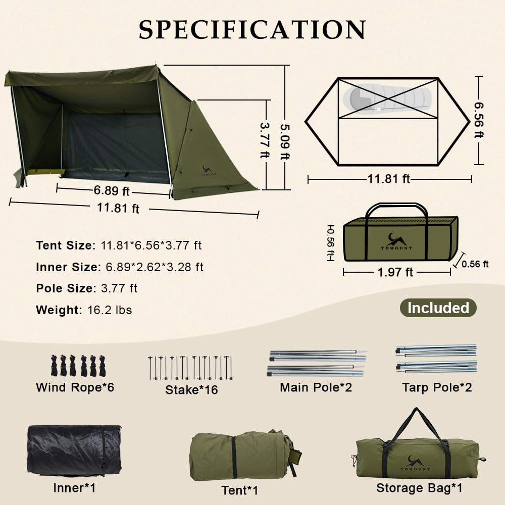 TOMOUNT Bivy Tent Canvas Shelter for Camping for Two Person